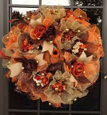 Autumn Ruffle Design Deco Mesh Wreath In Orange Chocolate Copper And Burlap Deco Mesh Wreaths Fall Deco Mesh Fall Deco Mesh Wreath