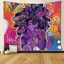 Black And White African American Wall Art Sara Nell Tapestry African American Women Graffiti Art Afro Queen Tapestries Hippie Art Black Art Wall Hanging T Hippie Tapestry Wall Tapestry Hanging Wall Art