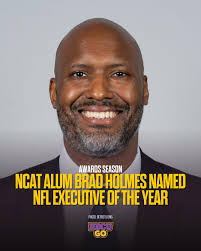 The banner year continues for North Carolina A&T alum Brad Holmes as the  Detroit Lions GM has been named the 2023 NFL Executive of the Year by the  Pro Football Writers of