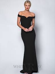 Bella Off Shoulder Gown Black Wedding Guest Dresses Bridesmaids Dress Inspiration Off Shoulder Gown