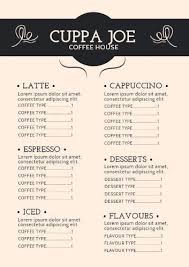 This Formal Cafe Menu Template Is Perfect For A Cute Little Cafe The Beige Background And The Black Are Perfect For Coffee House Latte Cafe Menu Menu Template