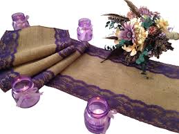 Burlap And Dark Purple Lace Table Runner Rustic Wedding Etsy Rustic Wedding Table Runners Rustic Wedding Table Table Runners Wedding