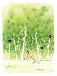 夏之樹 聽樹在歌唱明信片 小草屋grassyhouse 卡片 明信片 pinkoi summer trees postcard illustration