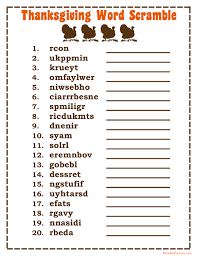 Use your own custom words. Printable Thanksgiving Word Scramble Game