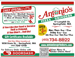 For the most accurate information, please contact the restaurant directly before visiting or ordering. Antonio S Grinders Menu In Springfield Massachusetts Usa