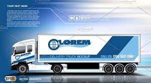 The biggest source of free photorealistic box mockups online! Vector Blue Delivery Truck Mockup Trucks Wordpress Theme Design Mockup