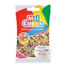Perfeito para pistas de sorvetes e para colorir massas de bolos e cupcakes. Granulado Colorido Crocante 150g Mil Cores Embaleme Embalagens E Festas