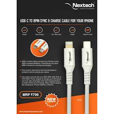 USB Type-C 20W PD Charger + 18W Type-C to 8 pin Cable 1.5M - Nextech