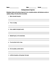 Exercise a decide whether each of the following remember: Sentence Fragments Worksheet By The Reading Tree Tpt