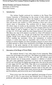 Errors in Papua New Guinea Written English at the Tertiary Level