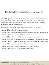 top 8 retail sales associate resume samples