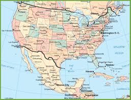 La selección de los estados unidos de américa recibe a méxico en un enfrentamiento deportivo. Usa And Mexico Map