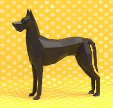 Instant Download And Start The Fun Great Dane Diy Papercraft Template Size 400mm Height 116mm Wide 398mm Deep Af Great Dane Paper Crafts Great Dane Dogs
