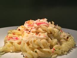 Pasta With Crab Imitation Cream And Garlic Sauce Imitation Crab Recipes Crab Pasta Recipes Pasta With Imitation Crab