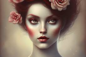 Tom Bagshawlike Princess Ariel Brown Eyes High Definition Realistic Heart  Flowers · Creative Fabrica