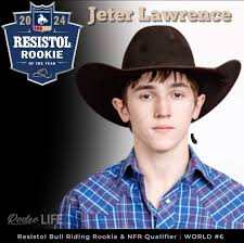 Best of luck to our inaugural Bull Riding Champion, Jeter Lawrence, as he  competes in his first round of the NFR tonight! He is in the lead for PRCA  Bull Riding Rookie