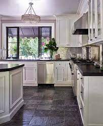 Slate kitchen floor dark cabinets. White Kitchen With Dark Tile Floors Novocom Top