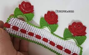 Gosterisli Kirmizi Gullu Kenar Oyasi Yapimi Nazarca Com Tig Isleri Krose Baby Knitting Patterns