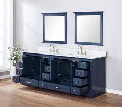 The store offers a wide collection of bathroom vanities, led medicine cabinets, bathroom accessories, shower doors and panels, faucets, interior doors. Lexora Dukes 84 Double Vanity Color Navy Blue Carrara Marble Top