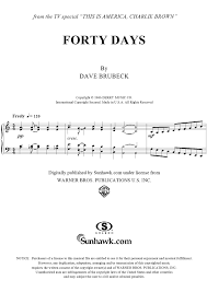 Forty Days Digital Sheet Music Piano Songs Dave Brubeck
