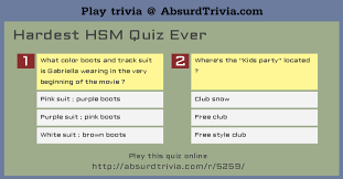 Oct 28, 2021 · if you can even get 10 of these hard trivia questions, you must be a super genius. Hardest Hsm Quiz Ever