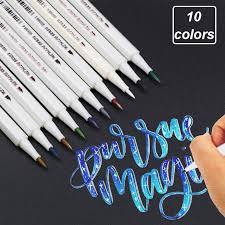 This is the ultimate writing utensil for calligraphers. 10 Colors Metallic Calligraphy Diy Brush Marker Pens Stationery School Supplies Card Diy Photo Album Buy At A Low Prices On Joom E Commerce Platform