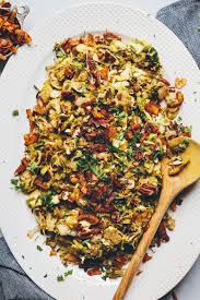 Brussels Sprout Slaw With Coconut Bacon Minimalist Baker Recipes Recipe Coconut Bacon Sprout Recipes Vegan Dinner Recipes