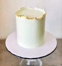 Anniversary Cake In A Kintsugi Cake Design With Gold Leaf An Unfinished Edge Buttercream Cake Mini Celebration Cak Classic Cake Buttercream Cake Green Cake