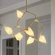 Modern Style 6 Light Seed 02 Chandelier In Brushed Brass White Dimmable Bulb Included Chandeliers Solar Lights Outdoor Solar Lights Light
