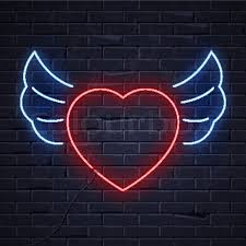 We take pride in our services and are committed to ensuring you get all that you ask for and more. Illuminated Neon Heart Angel Wings Stock Vector Colourbox