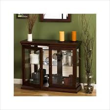 Southern Enterprises Mahogany Curio Console Table With Glass Doors Glass Cabinet Doors Home Decor Curio Cabinet