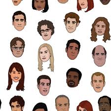 Colorful Fabrics Digitally Printed By Spoonflower The Office V2 In 2020 The Office Erin Office Cartoon Office Wallpaper