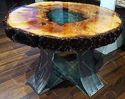 El tronco del árbol rural es realmente sólido. Mesa Con Troncos De Madera Y Resina Novocom Top