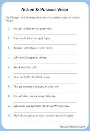 Convert Active Voice Into Passive Voice Worksheets In 2020 Active Voice Active And Passive Voice The Voice