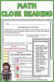Math Close Reading Worksheets Math Word Problems Close Reading Word Problem Graphic Organizers