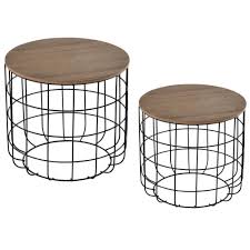 Les tables gigognes sont des tables de même style mais de tailles différentes permettant ainsi de les ranger en les imbriquant les unes en dessous des autres à la manière de poupées russes. Lot De 2 Tables Basses Gigognes Tables D Appoint Rondes Encastrables Style Industriel Metal Noir Panneaux Particules Imitation Bois Table Basse Et D Appoint Salon Meuble Gifi