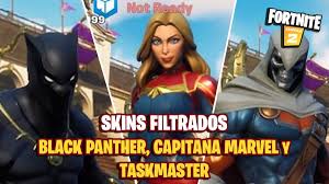 Submitted 1 day ago by drpycatty rabbit raider. Fortnite Black Panther Captain Marvel And Taskmaster Skins Leaked