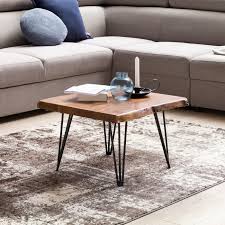 Couchtisch baumkante massiv akazie natur 90 x 90 silber noah. Finebuy Design Couchtisch Mailo Massivholz Tisch Baumkante 56 X 38 X 51 Cm Sheesham Holztisch