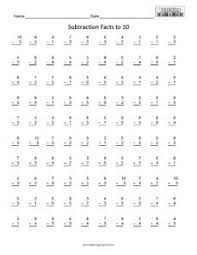  50 questions   100 questions . 100 Subtraction Facts To 10 Teaching Squared