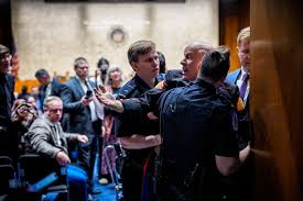 Senator Tim Sheehy Helps Officers Forcibly Remove Protesting Veteran From Hearing