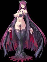 hikage eiji, radomira, kuroinu 2, kuroinu ~kedakaki seijo wa hakudaku ni  somaru~, absurdres, highres, official art, 1girl, black thighhighs,  breasts, full body, large breasts, long hair, nail polish, pointy ears,  simple background,