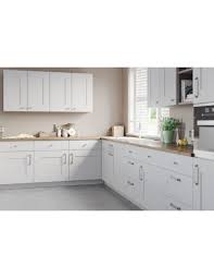 The stylish light gray center kitchen island is partnered by three tolix bar stools and stylish pendant lights. Quadro Avanti Shaker Kitchen Door 22mm Thick Paint Effect Mfc Light Grey