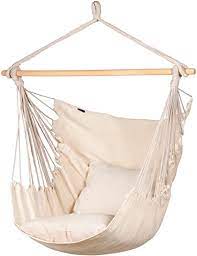 Whether it is for a sunroom, garden, patio, or living room, this swing will fit beautifully with any type of decor. Amazon Com Ankwell Hammock Chair Hanging Rope Swing Seat 2 Cushions Included Max 330 Lbs Quality Cotton Weave For Indoor Or Outdoor Spaces Beige Garden Outdoor