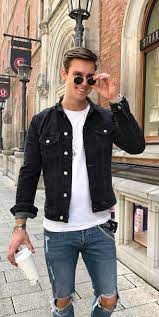 Mens casual outfits turtleneck outfit men mens overcoat mens fashion classy black jeans outfit trench coat men. 14 Ways To Style Your Favorite Denim Jacket In 2020 Black Denim Jacket Outfit Denim Jacket Fashion Denim Jacket Outfit