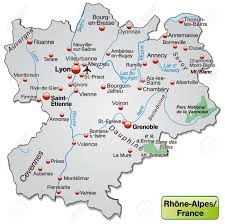 map of rhone alpes as an overview map in gray