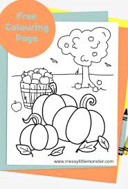 This collection contains 120 coloring pages on the autumn theme. Free Printable Autumn Colouring Page Messy Little Monster