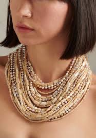 Monies UNIQUE Coconut, Pearl, Mountain Crystal and Azobe Wood Necklace