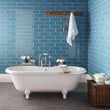 Blue bathroom tiles in a herringbone pattern playfully pairs classic and contemporary style in at this napa valley winery. Metro Marine Blue Brick Tile Setting Brick Style Tiles Tile Bathroom Loft Bathroom