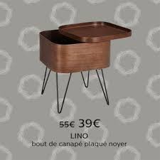 Bout De Canape Rangeant Plaque Noyer Avec Pieds Epingles Lino Bout De Canape Bout De Canape Pied Epingle Canape
