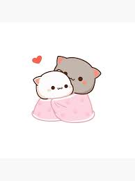 Peach And Goma Cuddling Mochi Peach Cat Throw Pillow By Misoshop In 2021 Cute Anime Cat Cute Bear Drawings Cute Cartoon Images